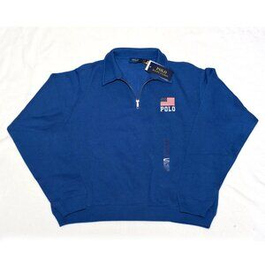 Polo Ralph Lauren Logo Flag Fleece Quarter-Zip Size L NWT